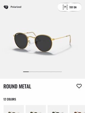 Round Metal Sunglasses in Gold with Black Lenses
